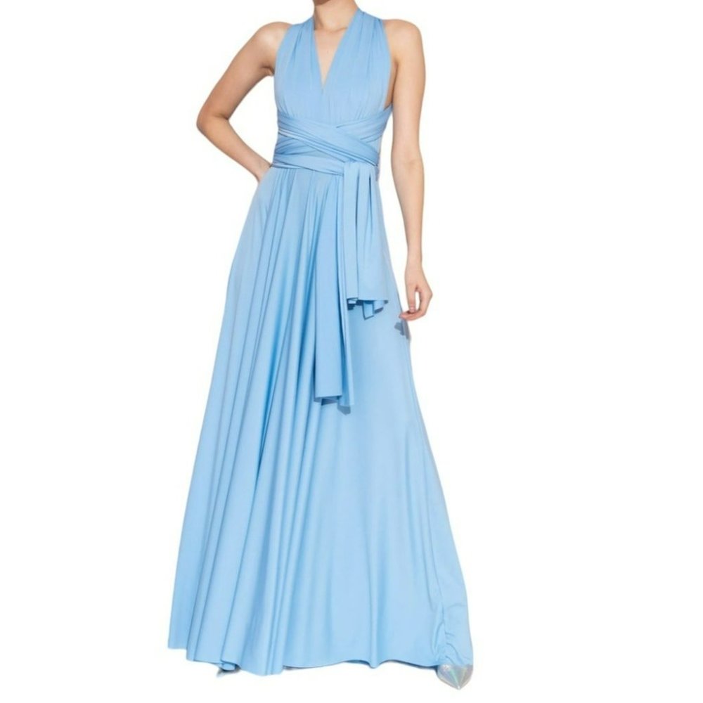 KikiRiki Sleeveless Multi-Way Convertible Maxi Dress Blue Size Medium NWT